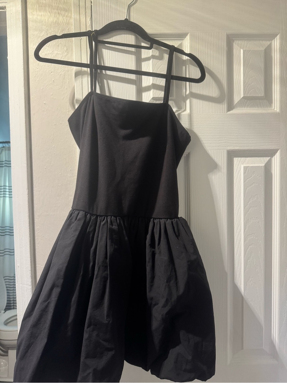 Anthropologie Black Spaghetti-Strap Fit-and-Flare Dress